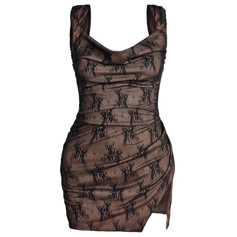 Tiger Mist Side Slit Mini Lace Dress - Size Small